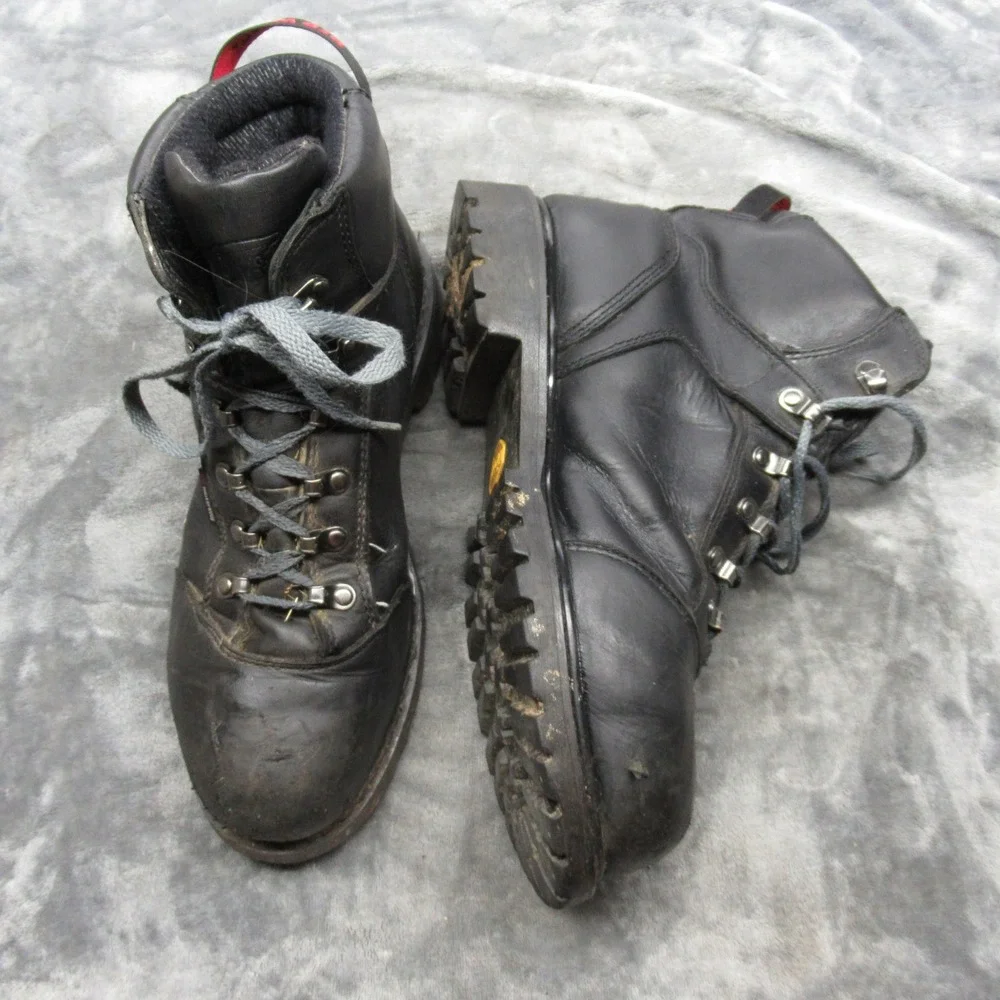 Red Wing Work Boots Mens‎ 10 D Black 971 Leather Waterproof Steel Toe Lace-Up